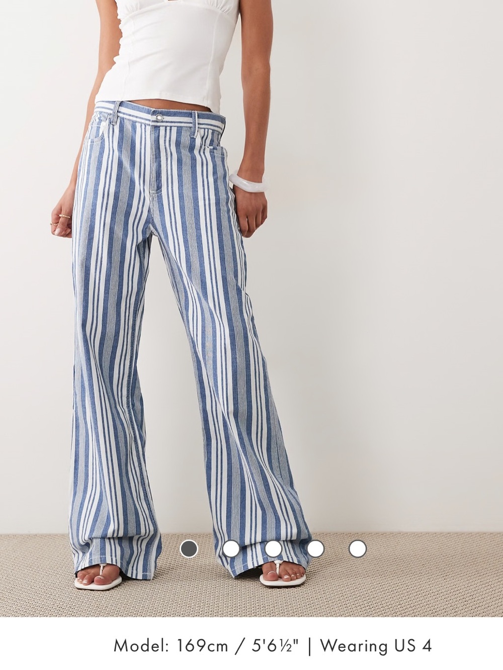 Mango Blue and White Striped Wide-Leg Pants nwt